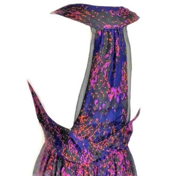 SiLK HD in Paris Dress Maxi Pure Silk Draped Neckline Racer Back Lined XS S - Picture 3 of 5